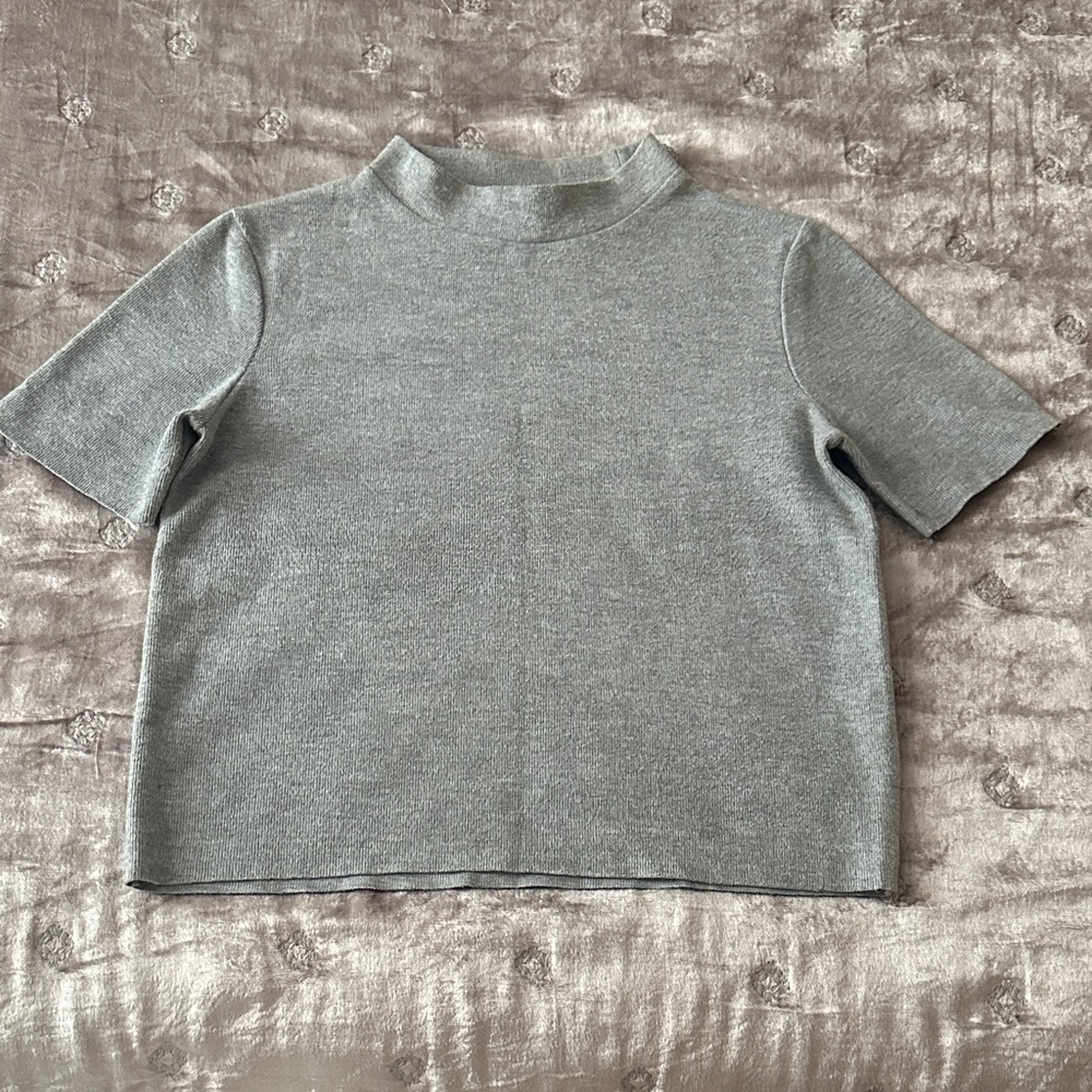 Zara Heather Gray Mock Neck Top